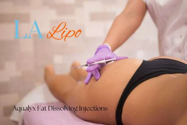 Woman having fat dissolving injections Barking on thighs