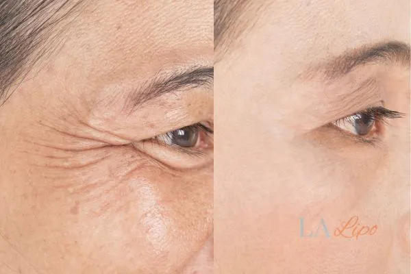 Before and after results of woman - HI-fu wrinkles reduction treatment Barking