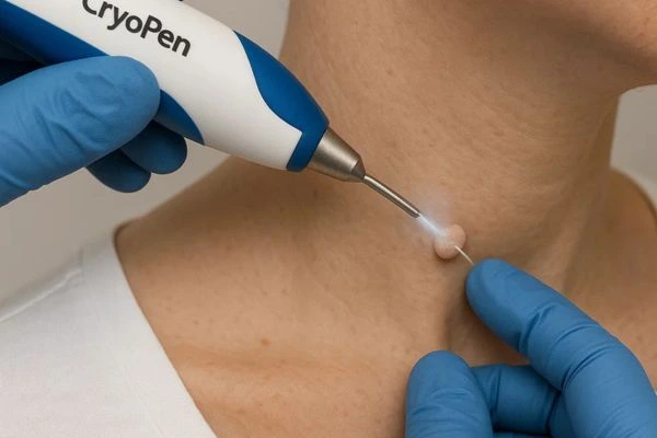 Person receiving Cryotherapy skin tag removal Barking