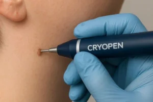 Person receiving skin tag removal Barking